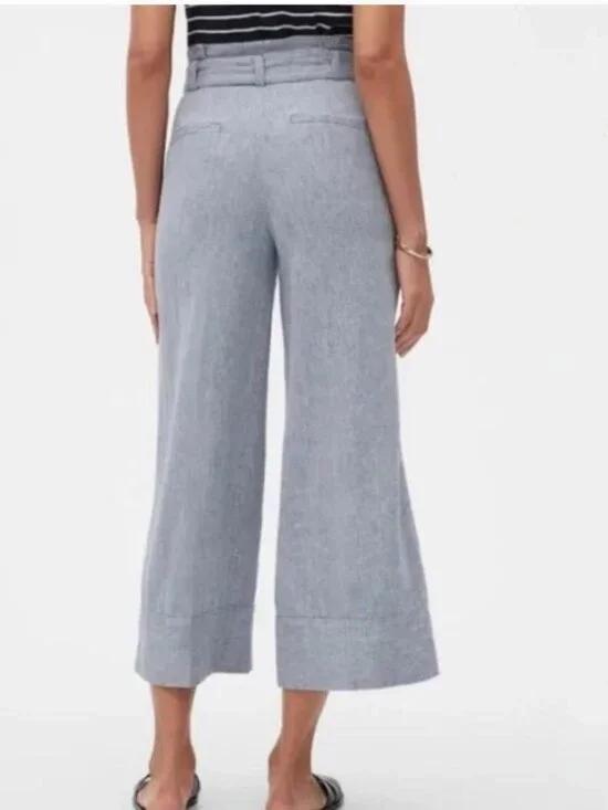 Banana Republic Blake Crop Wide Leg Pants Gray Blue Chambray Size 2P - Picture 3 of 3